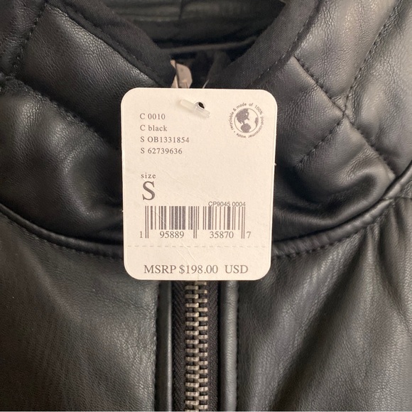 NWT We The FREE PEOPLE Black Vegan Leather Jacket Msrp $198 SZ SMALL - Picture 3 of 7